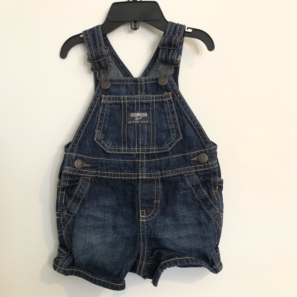 Oshkosh Bgosh Baby Blue Denim Overalls 6M - Picture 2 of 9